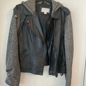Leather Hooded Coat